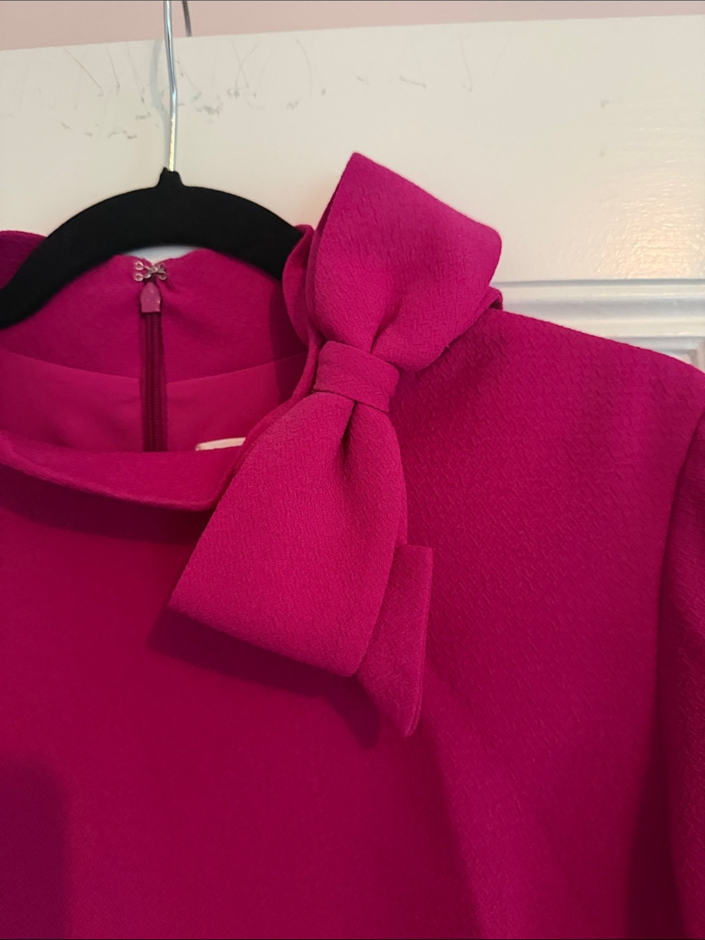 Eliza J Magenta Bow-Neck Long Sleeve Shift Dress - Picture 2 of 6